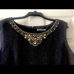 Eliza J Black Dress with Gold Embellishments